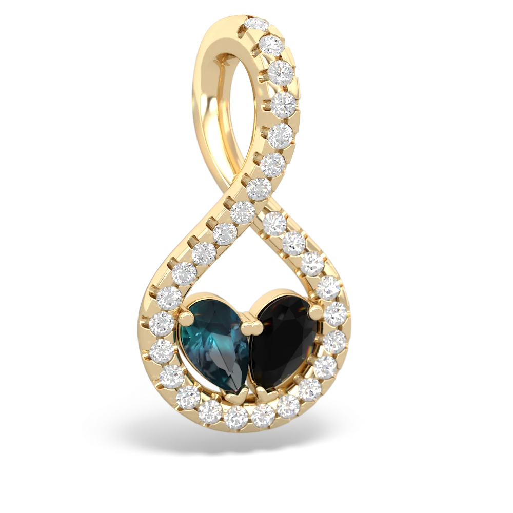 Alexandrite Pave Twist 'One Heart' 14K Yellow Gold pendant P5360