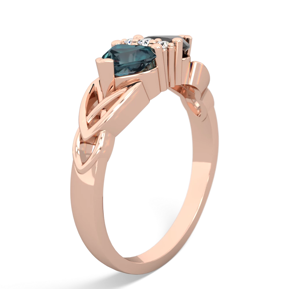 Alexandrite Celtic Knot Double Heart 14K Rose Gold ring R5040