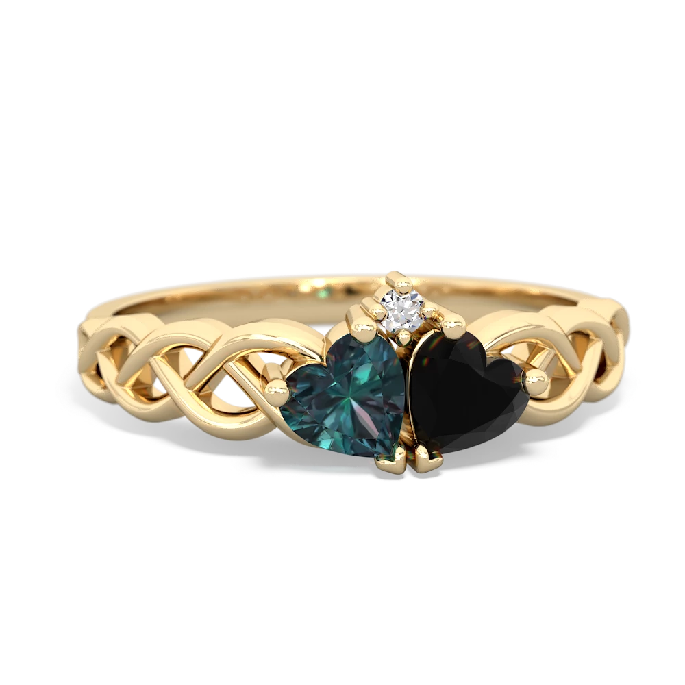 Alexandrite Heart To Heart Braid 14K Yellow Gold ring R5870