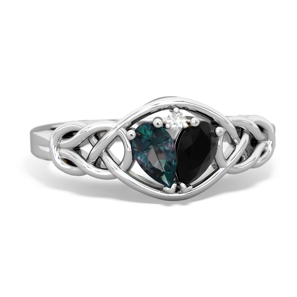 Alexandrite Celtic Love Knot 14K White Gold ring R5420