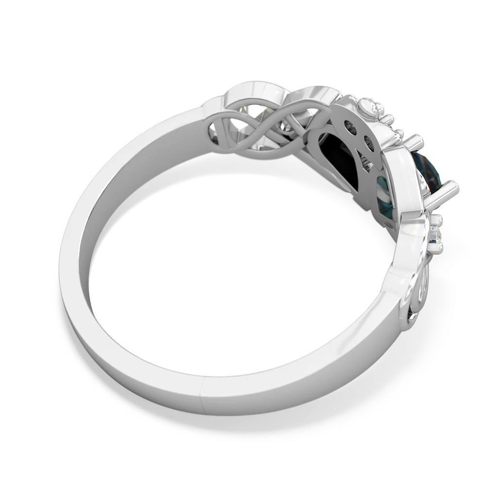 Alexandrite 'One Heart' Celtic Knot Claddagh 14K White Gold ring R5322
