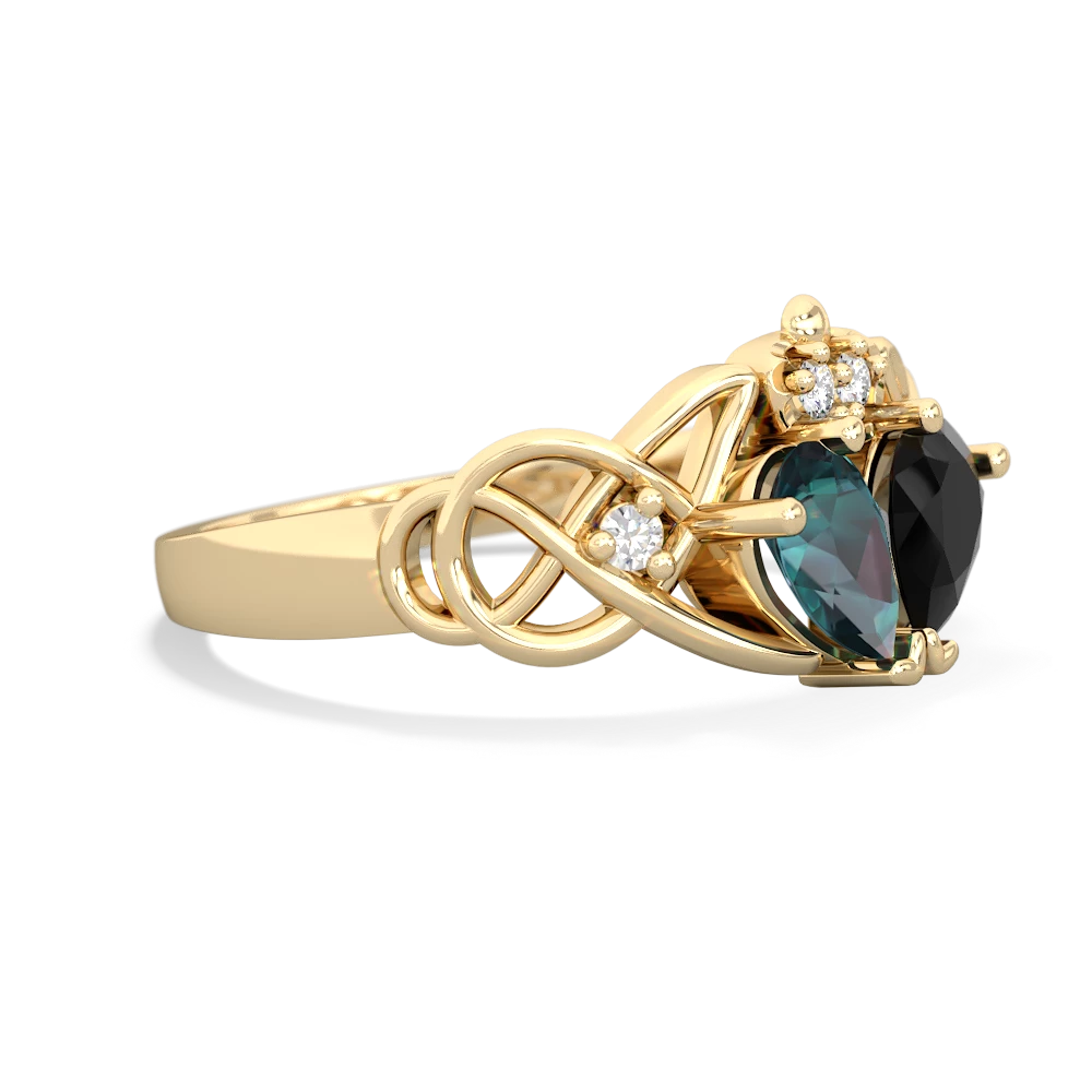 Alexandrite 'One Heart' Celtic Knot Claddagh 14K Yellow Gold ring R5322