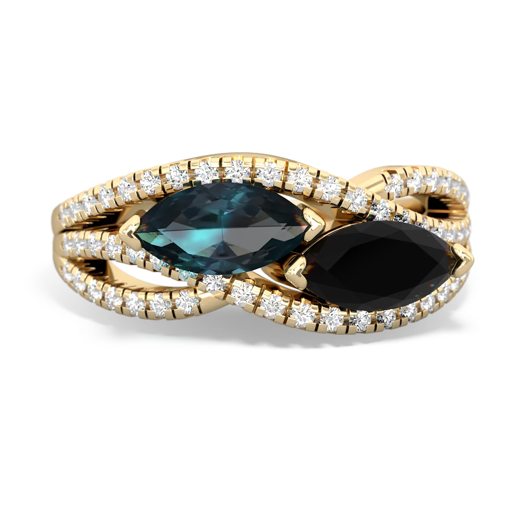 Alexandrite Diamond Rivers 14K Yellow Gold ring R3070