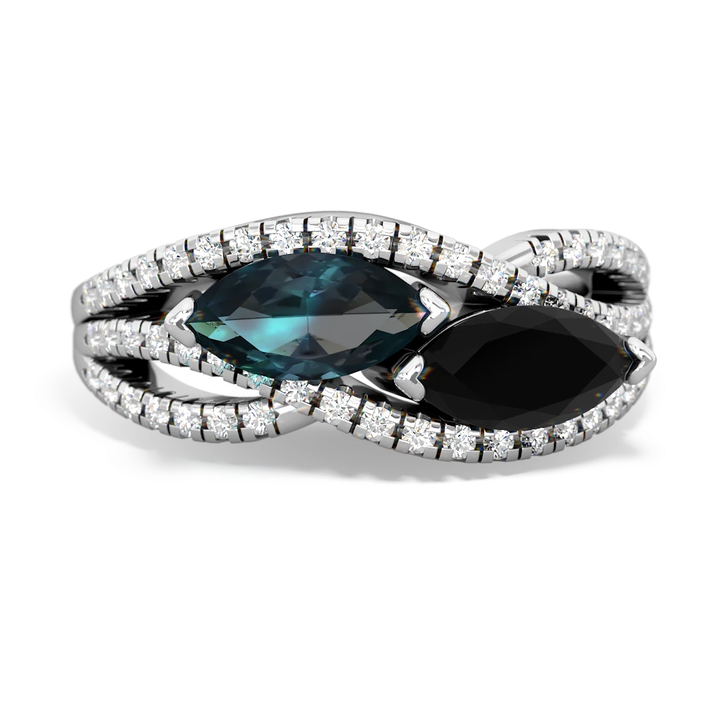 Alexandrite Diamond Rivers 14K White Gold ring R3070