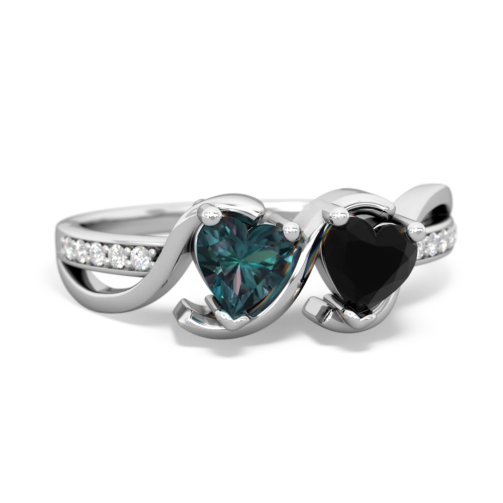 Alexandrite Side By Side 14K White Gold ring R3090