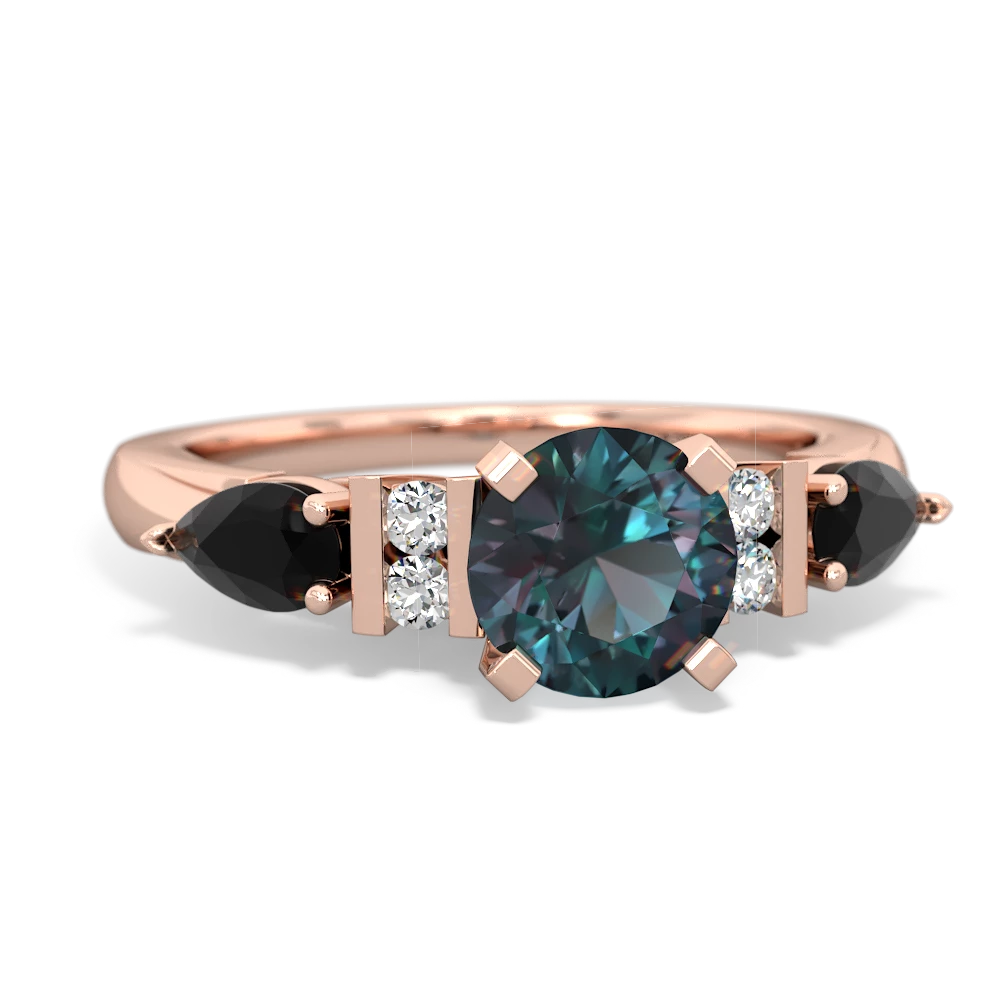 Alexandrite 6Mm Round Eternal Embrace Engagement 14K Rose Gold ring R2005