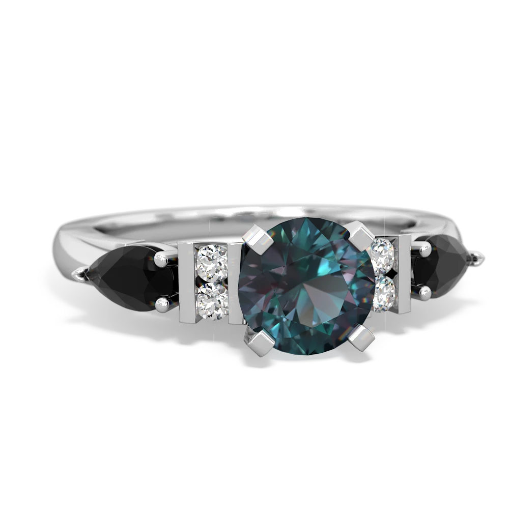 Alexandrite 6Mm Round Eternal Embrace Engagement 14K White Gold ring R2005