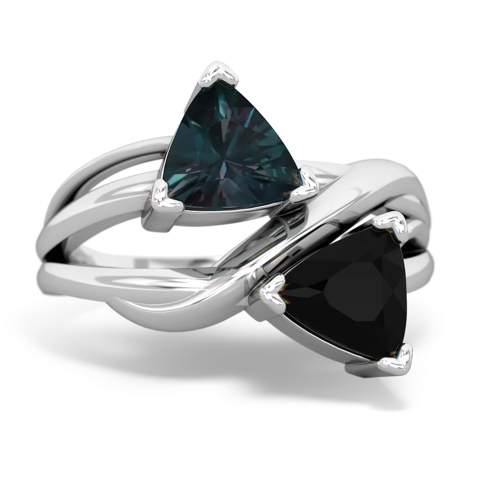 Alexandrite Split Band Swirl 14K White Gold ring R2341