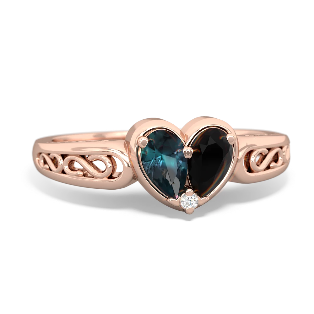 Alexandrite Filligree 'One Heart' 14K Rose Gold ring R5070