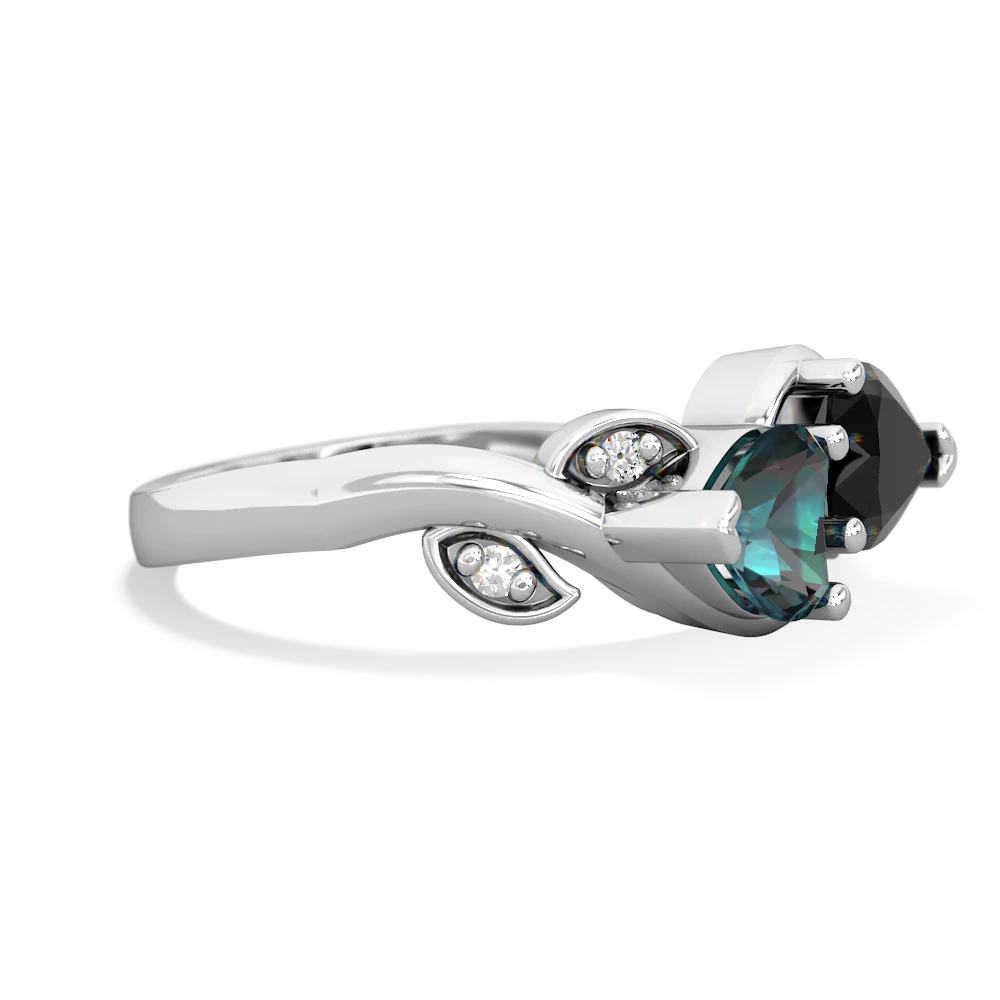 Alexandrite Floral Elegance 14K White Gold ring R5790