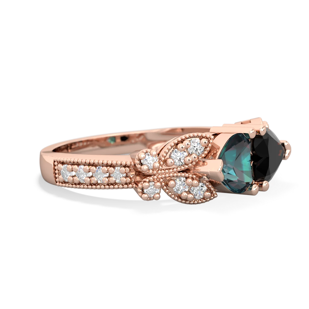 Alexandrite Diamond Butterflies 14K Rose Gold ring R5601