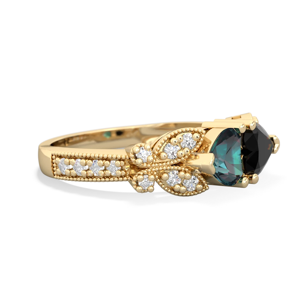 Alexandrite Diamond Butterflies 14K Yellow Gold ring R5601