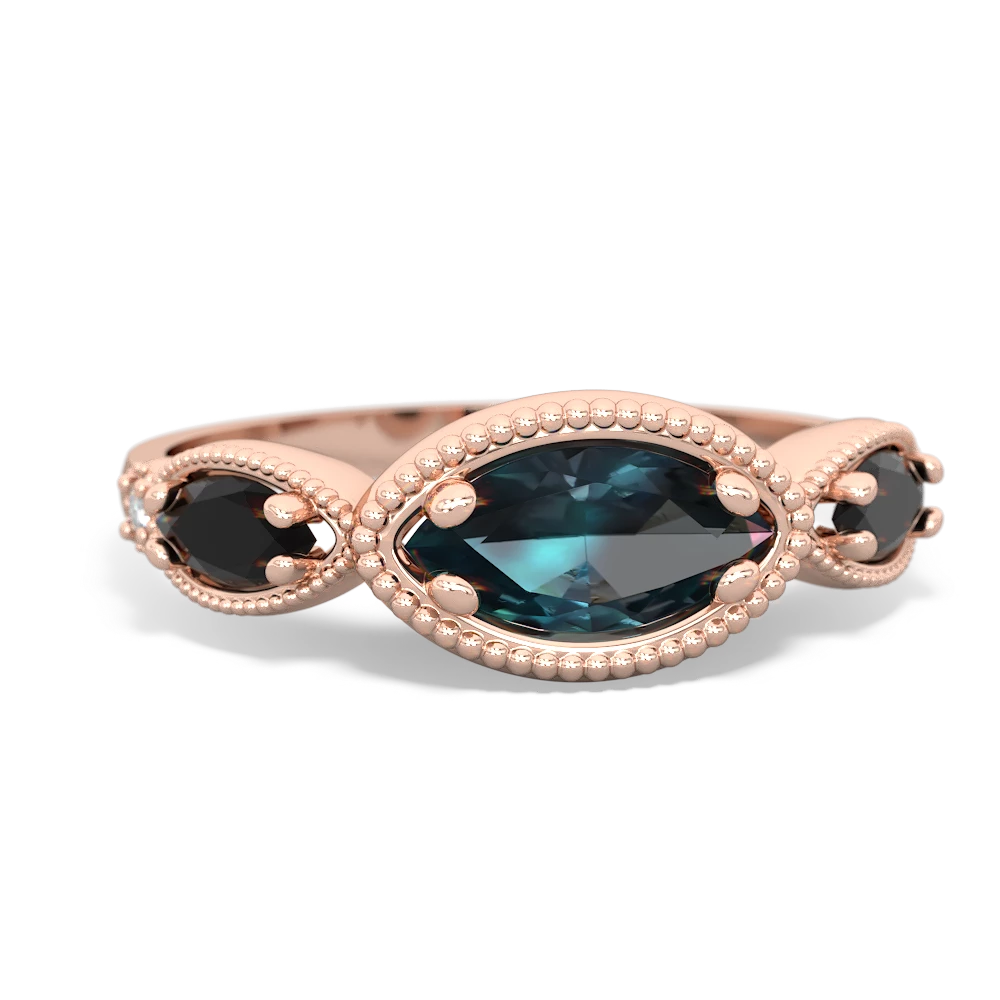 Alexandrite Milgrain Marquise 14K Rose Gold ring R5700