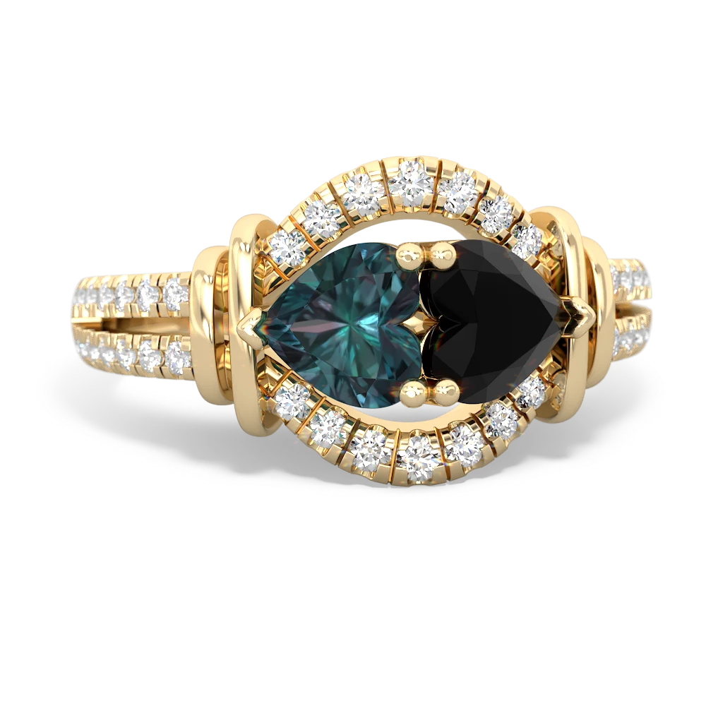 Alexandrite Art-Deco Keepsake 14K Yellow Gold ring R5630