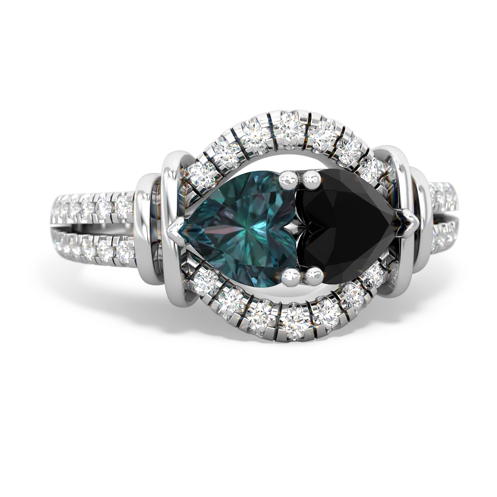 Alexandrite Art-Deco Keepsake 14K White Gold ring R5630