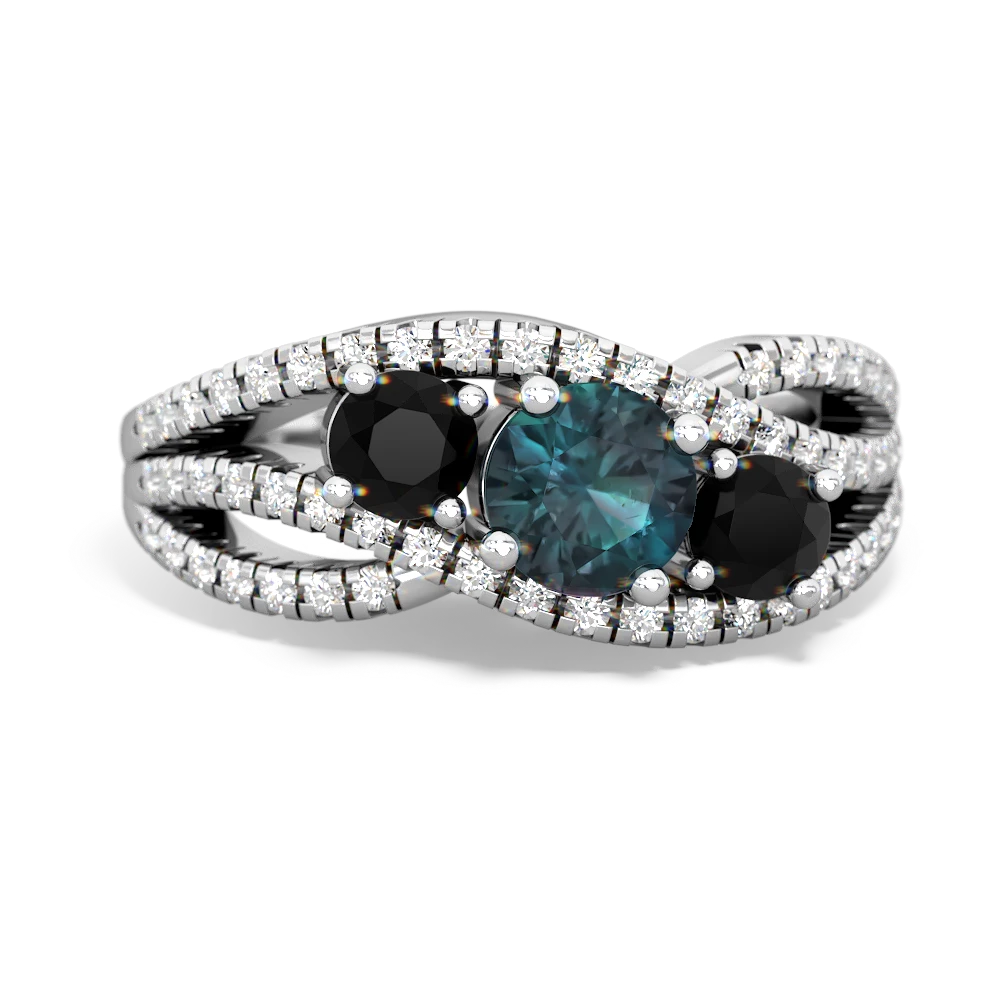 Alexandrite Three Stone Aurora 14K White Gold ring R3080