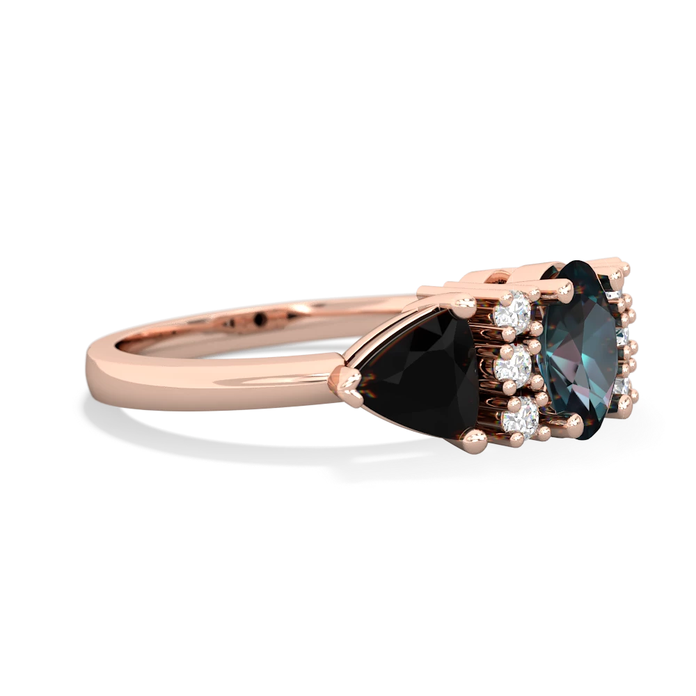 Alexandrite Antique Style Three Stone 14K Rose Gold ring R2186