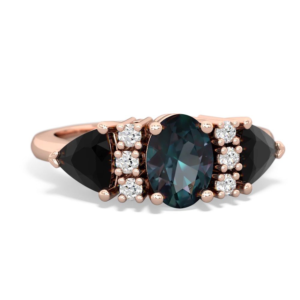 Alexandrite Antique Style Three Stone 14K Rose Gold ring R2186