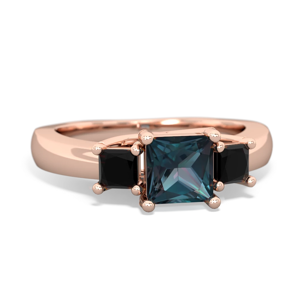 Alexandrite Three Stone Trellis 14K Rose Gold ring R4015