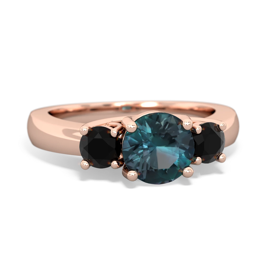 Alexandrite Three Stone Round Trellis 14K Rose Gold ring R4018