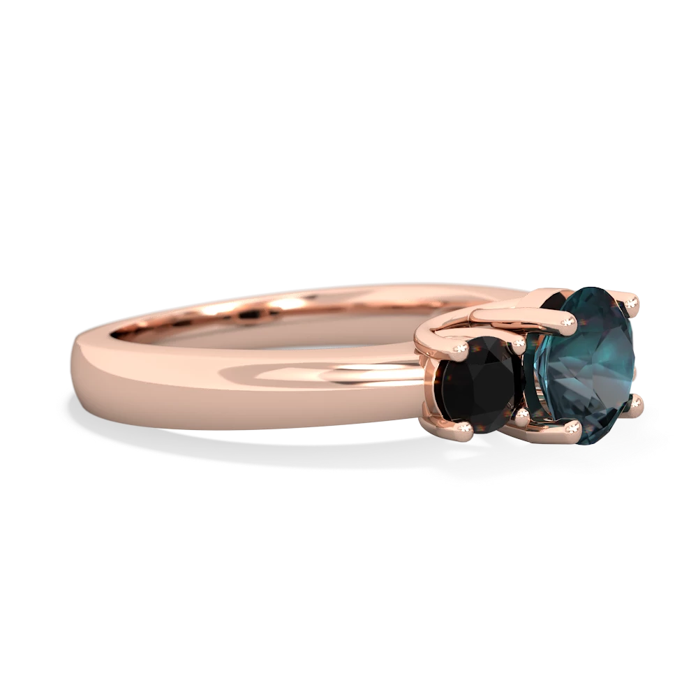 Alexandrite Three Stone Round Trellis 14K Rose Gold ring R4018