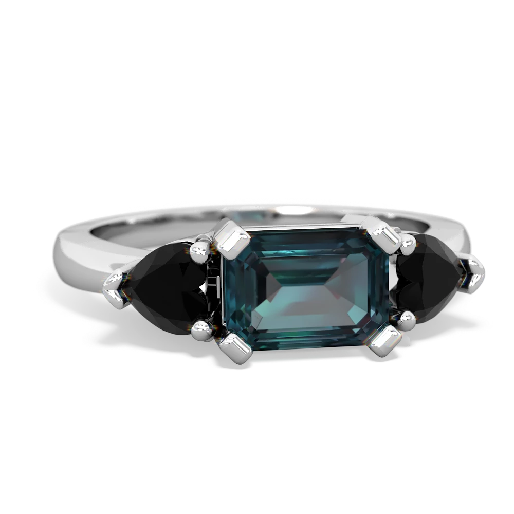 Alexandrite Three Stone 14K White Gold ring R5235