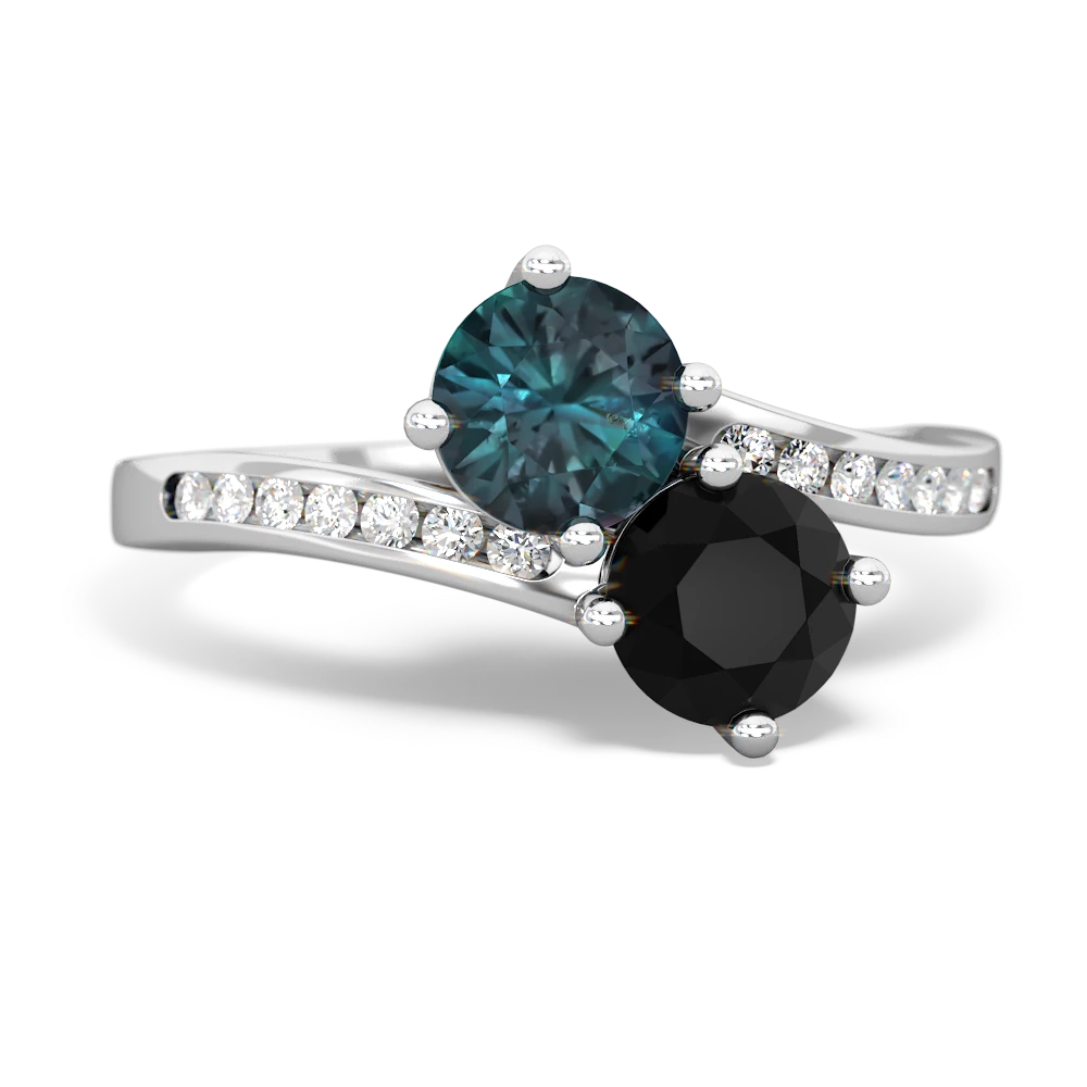 Alexandrite Channel Set Two Stone 14K White Gold ring R5303