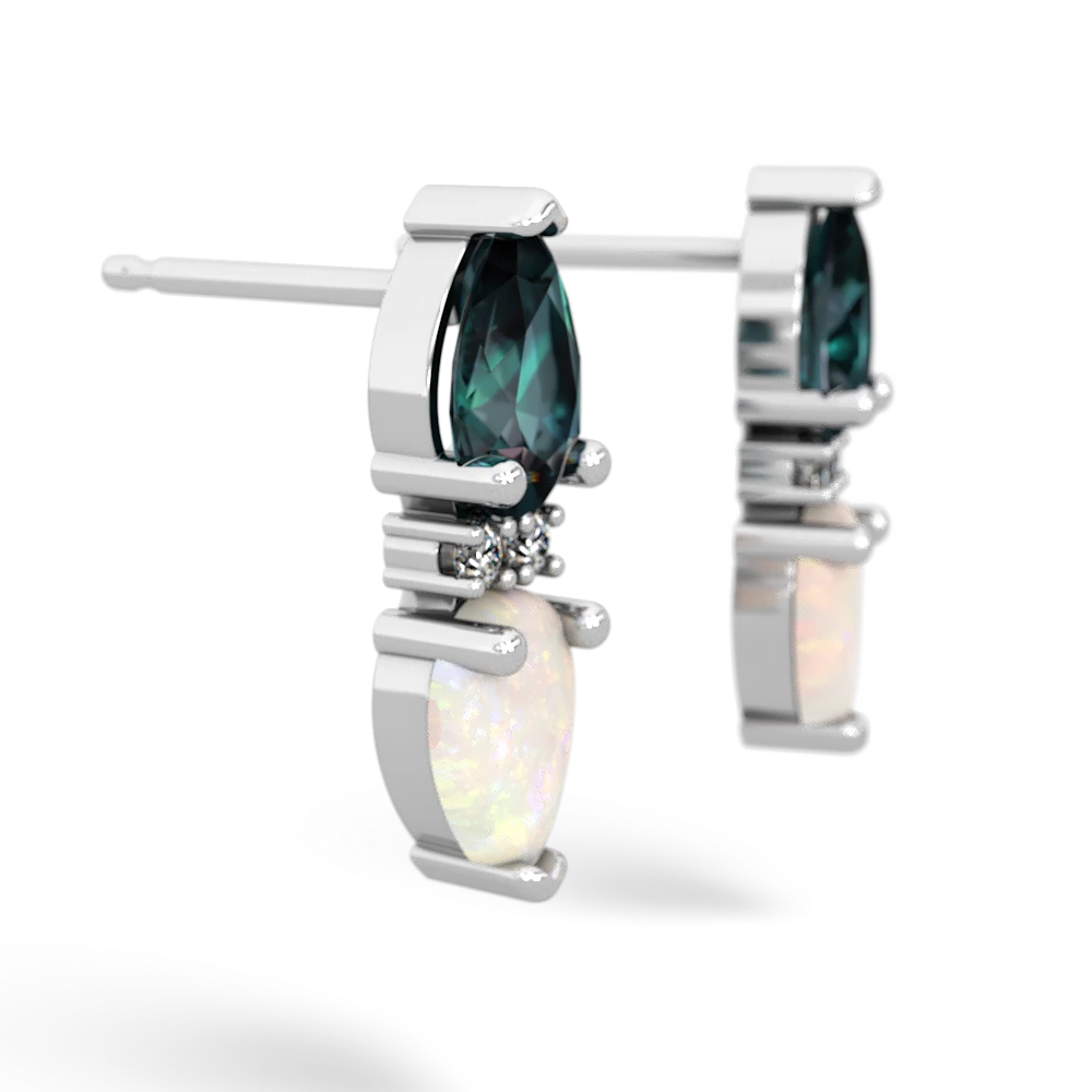 Alexandrite Bowtie Drop 14K White Gold earrings E0865