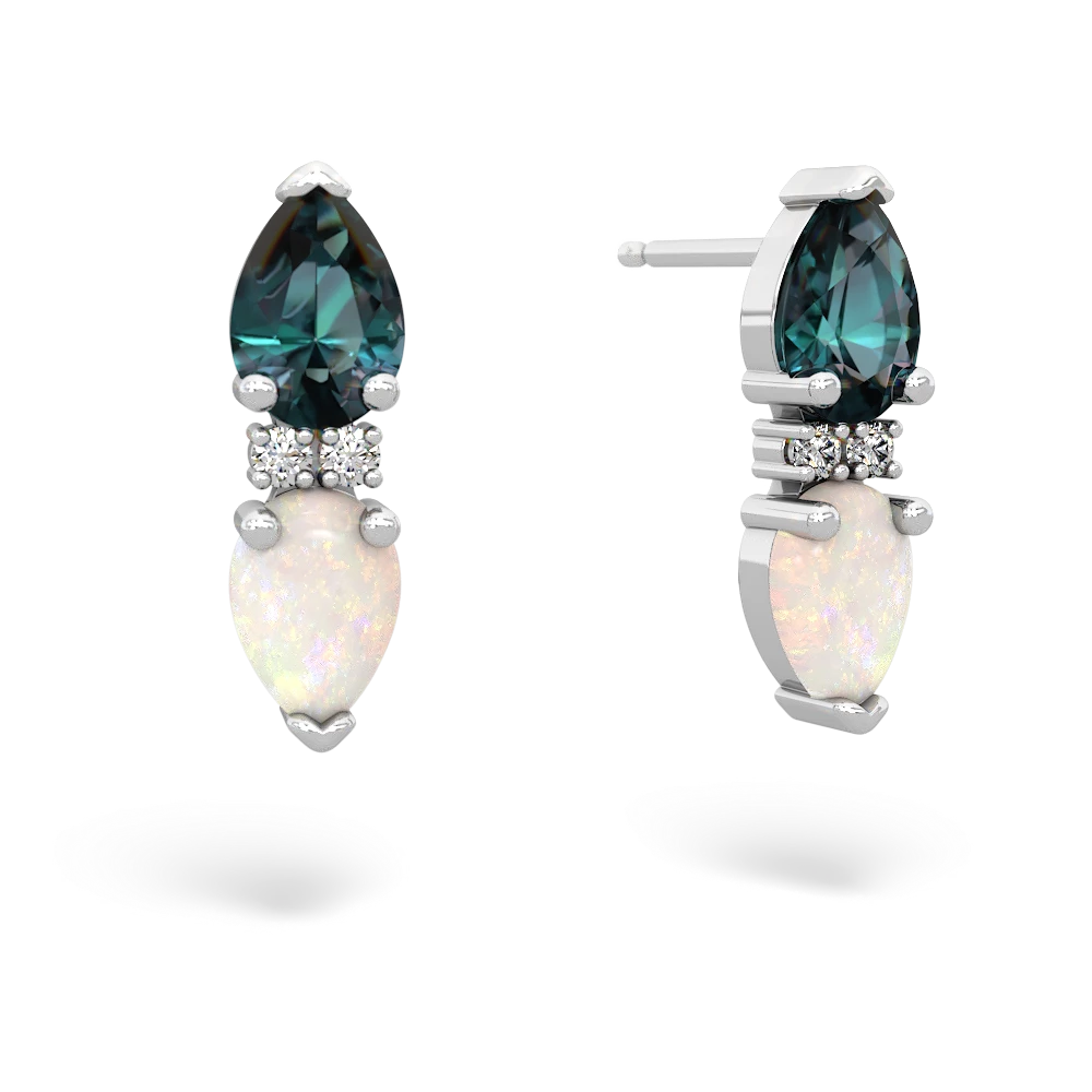 Alexandrite Bowtie Drop 14K White Gold earrings E0865