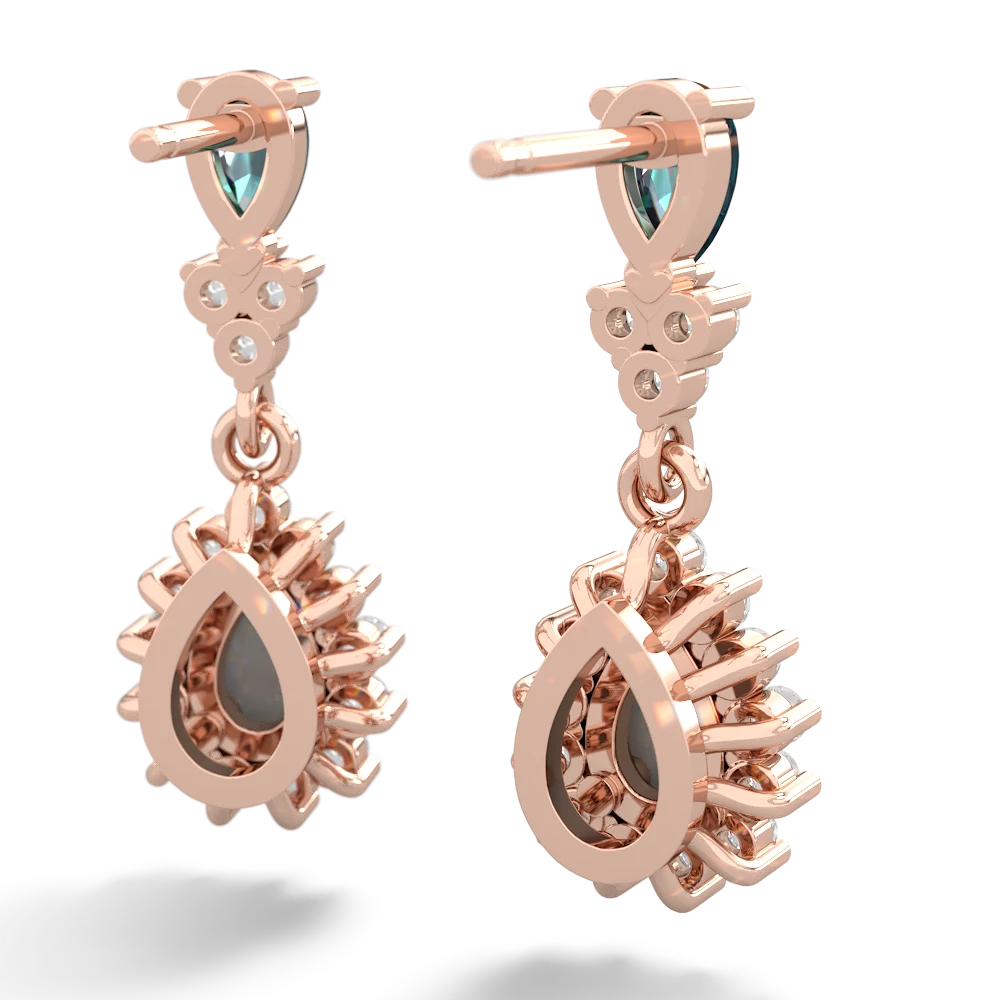 Alexandrite Halo Pear Dangle 14K Rose Gold earrings E1882