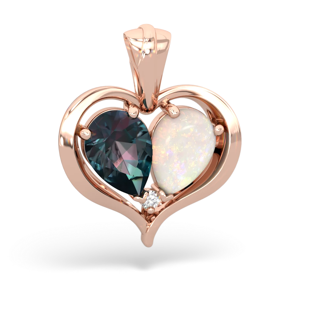 Alexandrite Two Become One 14K Rose Gold pendant P5330