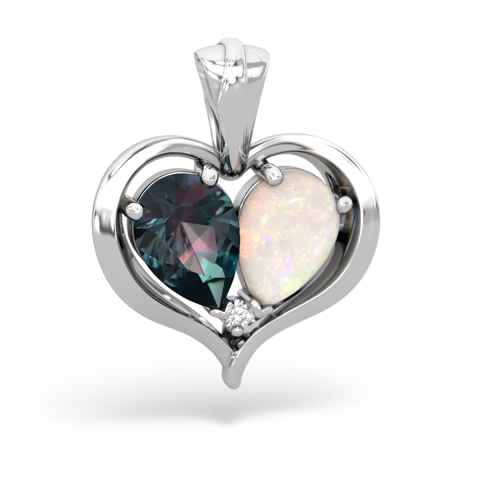 Alexandrite Two Become One 14K White Gold pendant P5330