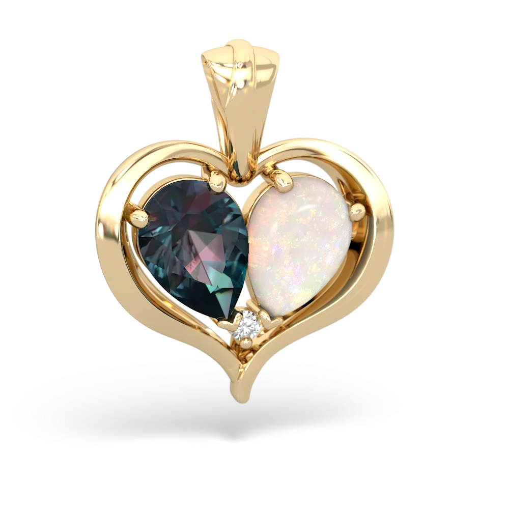 Alexandrite Two Become One 14K Yellow Gold pendant P5330