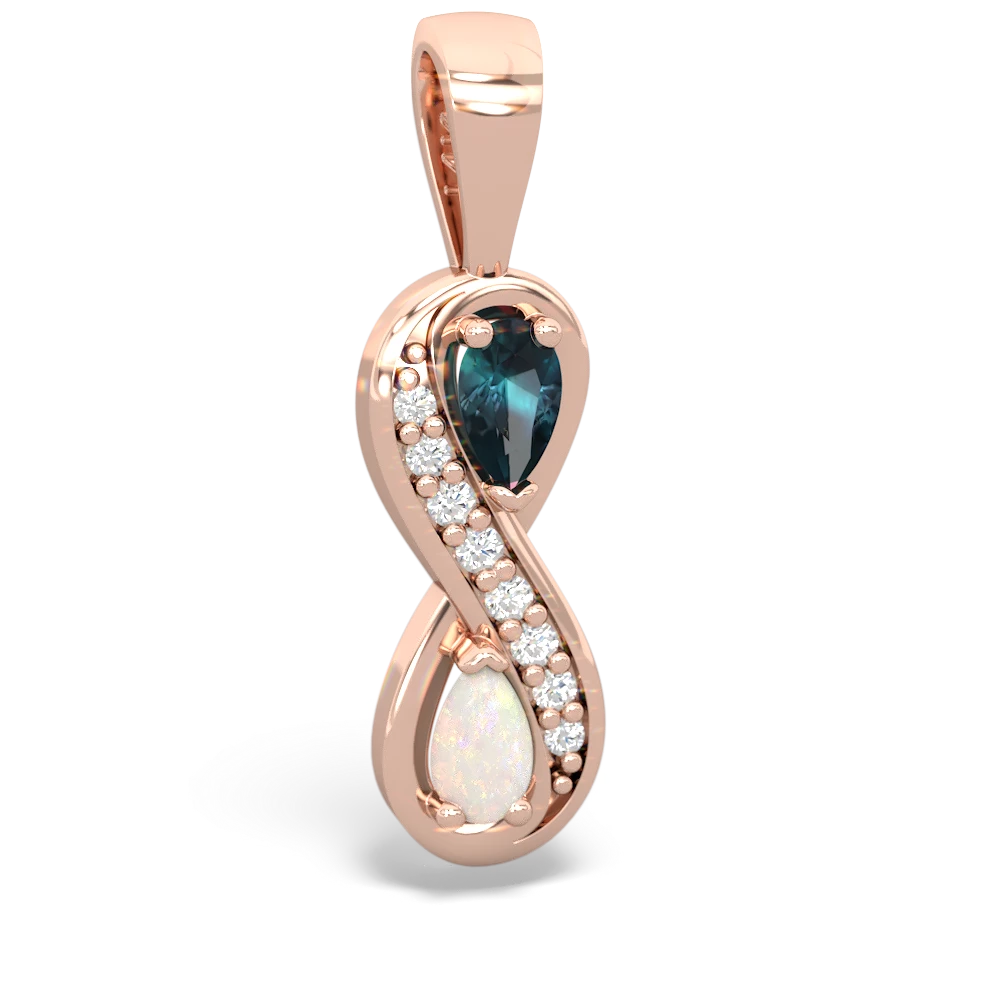 Alexandrite Diamond Infinity 14K Rose Gold pendant P5390