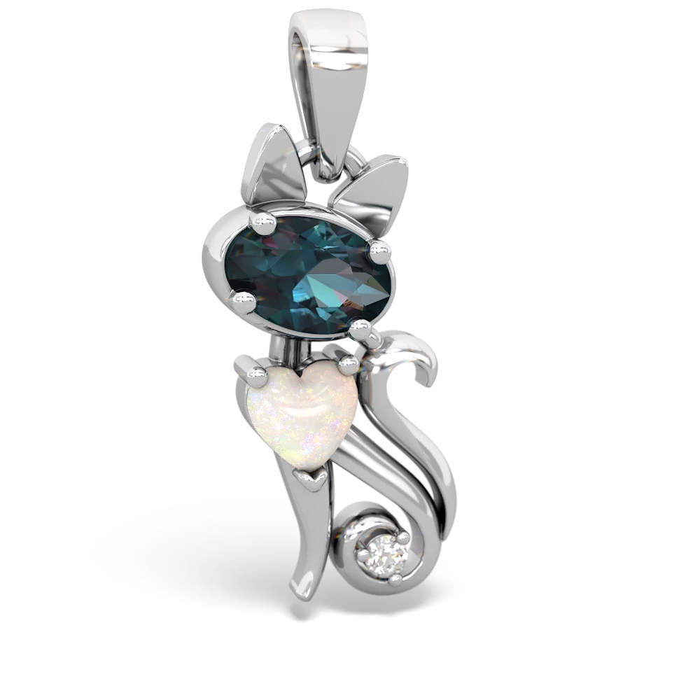 Alexandrite Kitten 14K White Gold pendant P5780