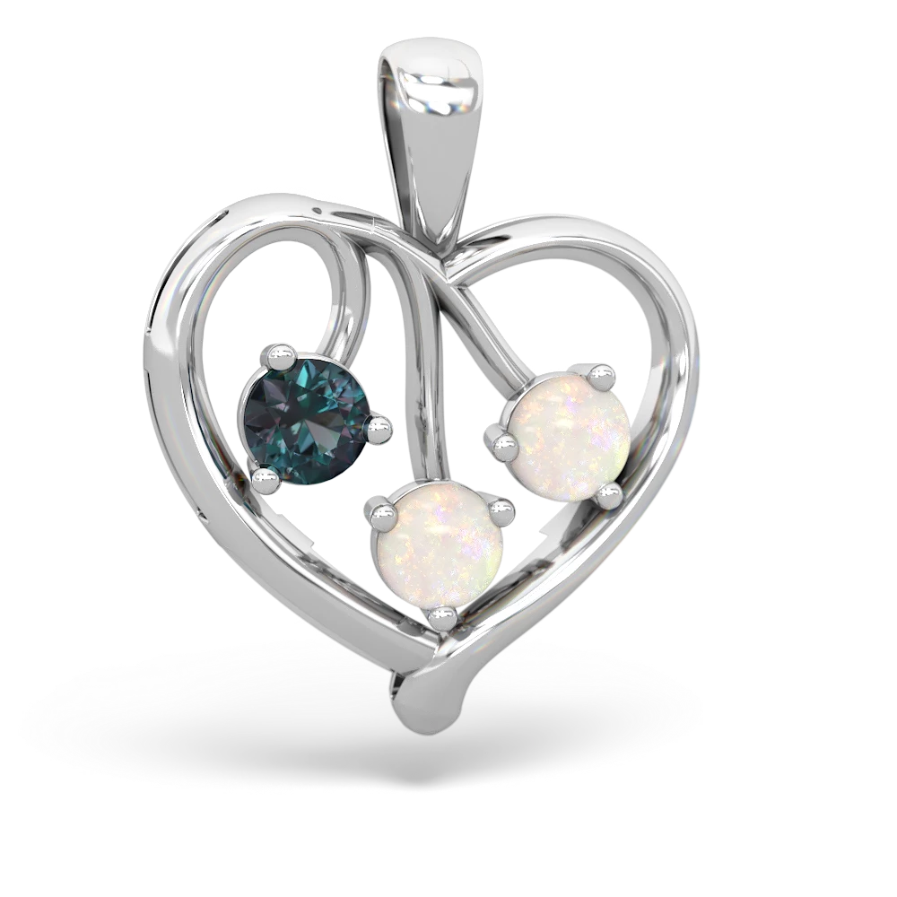 Alexandrite Glowing Heart 14K White Gold pendant P2233