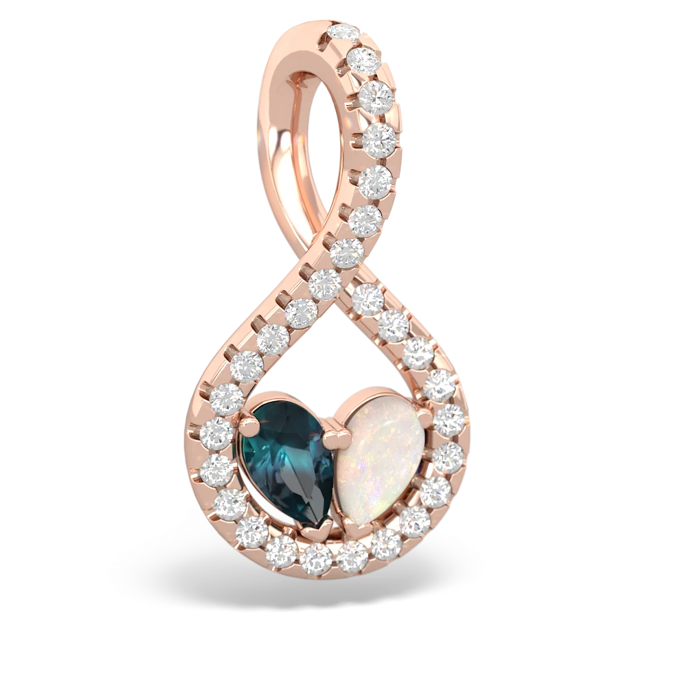 Alexandrite Pave Twist 'One Heart' 14K Rose Gold pendant P5360