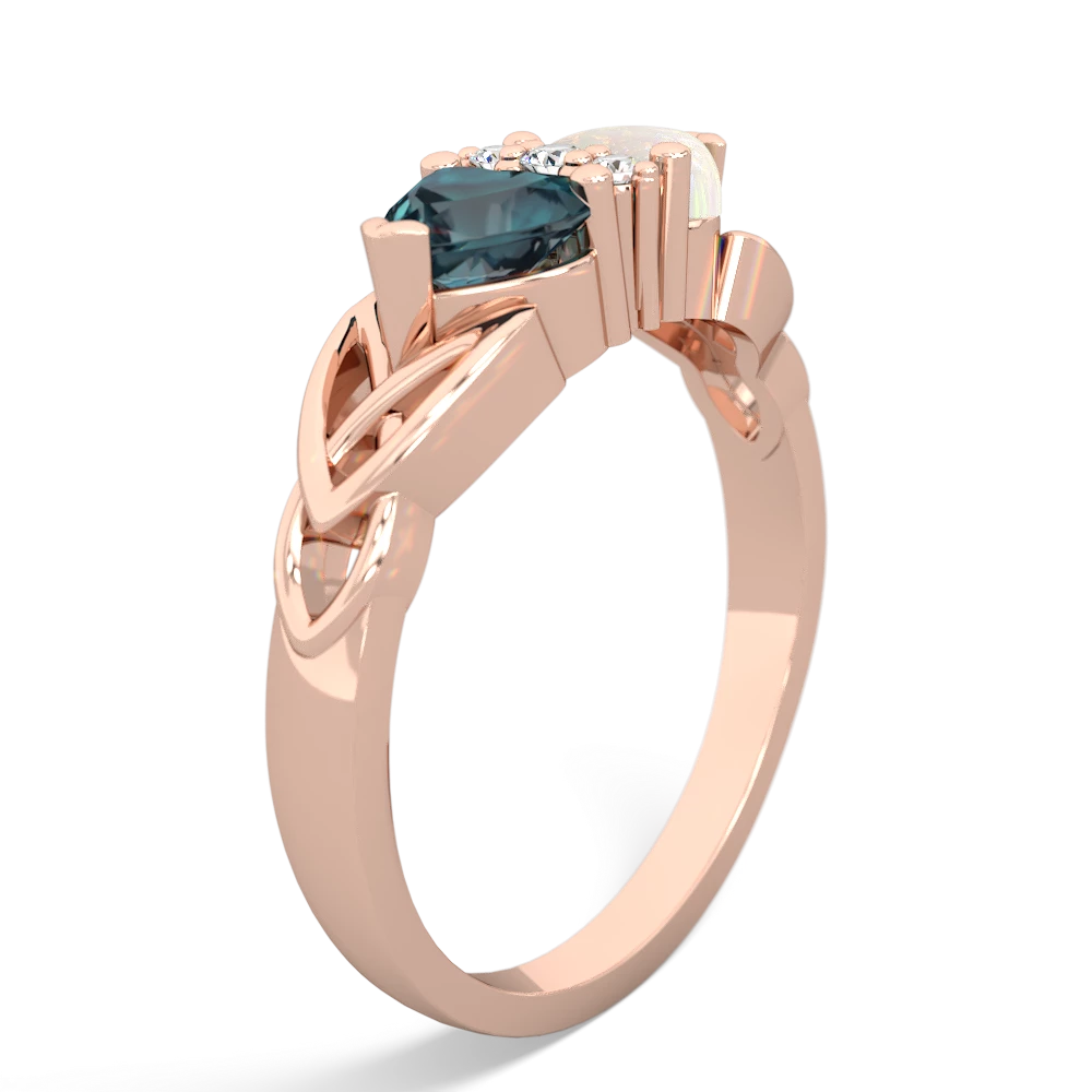 Alexandrite Celtic Knot Double Heart 14K Rose Gold ring R5040