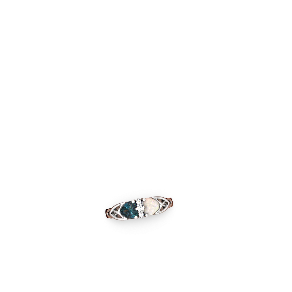 Alexandrite Celtic Knot Double Heart 14K White Gold ring R5040