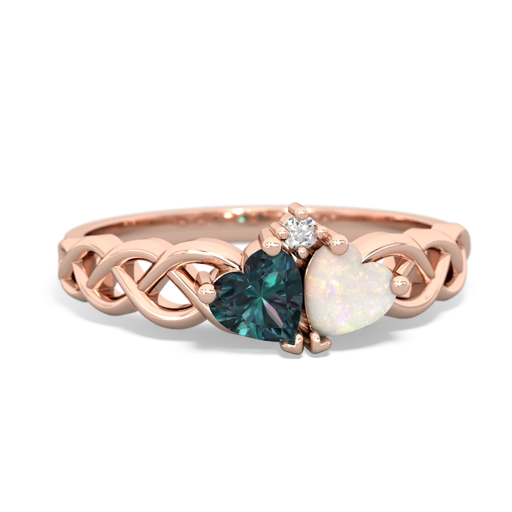 Alexandrite Heart To Heart Braid 14K Rose Gold ring R5870