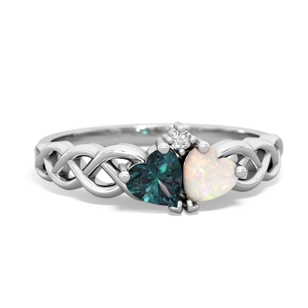 Alexandrite Heart To Heart Braid 14K White Gold ring R5870