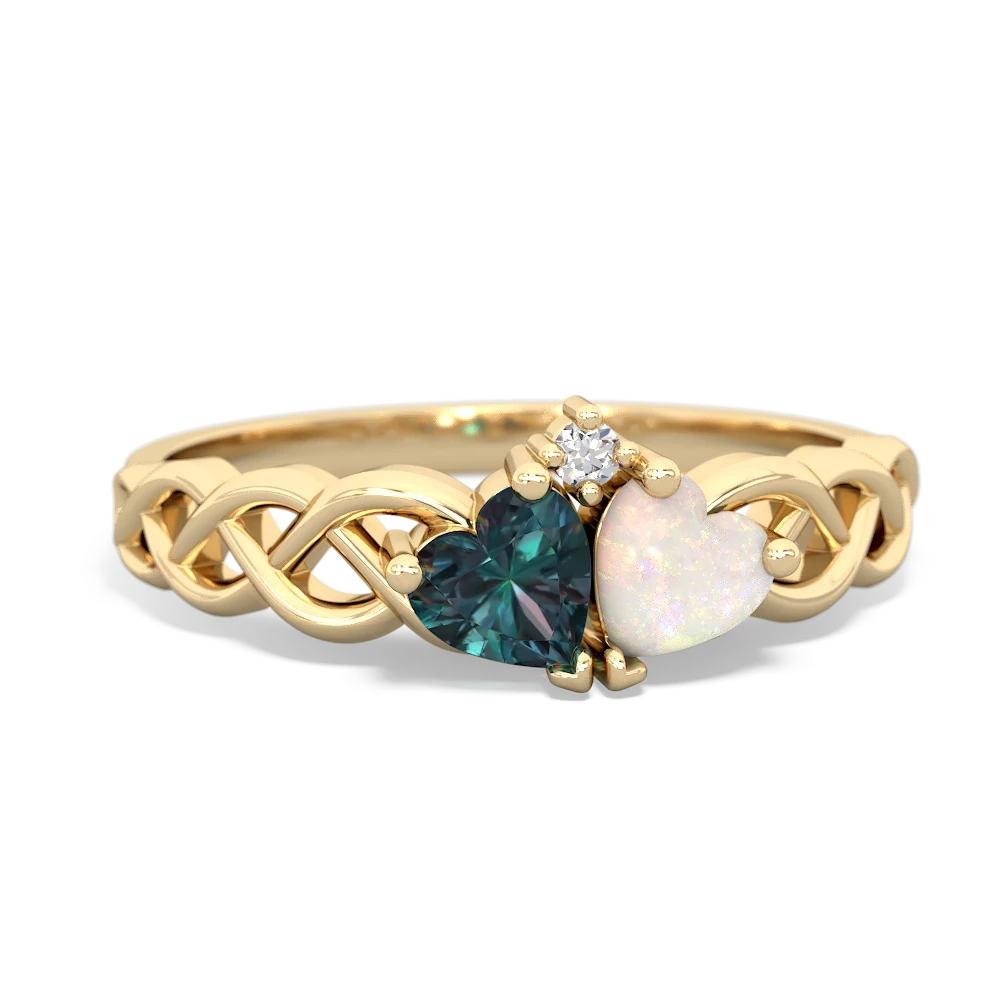 Alexandrite Heart To Heart Braid 14K Yellow Gold ring R5870