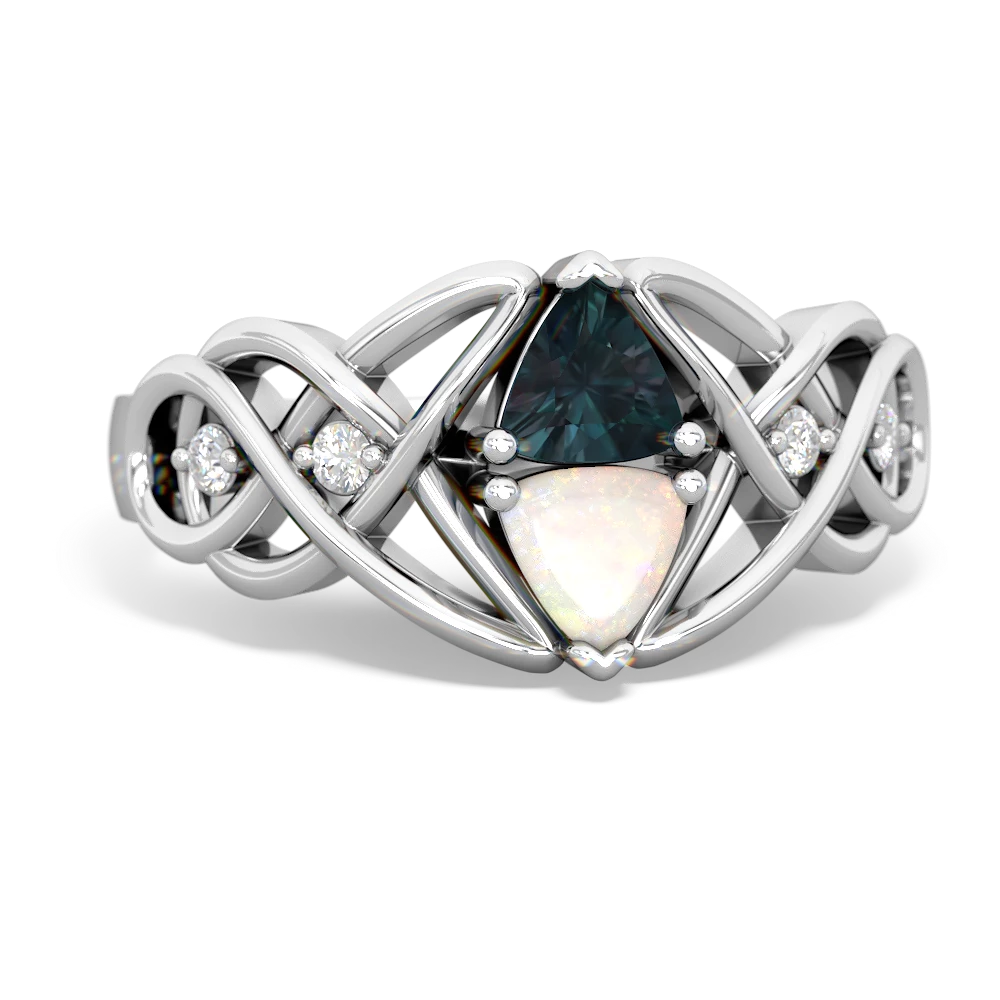 Alexandrite Keepsake Celtic Knot 14K White Gold ring R5300