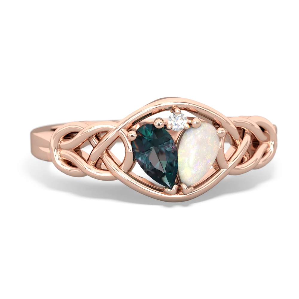 Alexandrite Celtic Love Knot 14K Rose Gold ring R5420