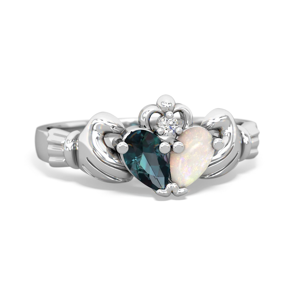 Alexandrite 'Our Heart' Claddagh 14K White Gold ring R2388