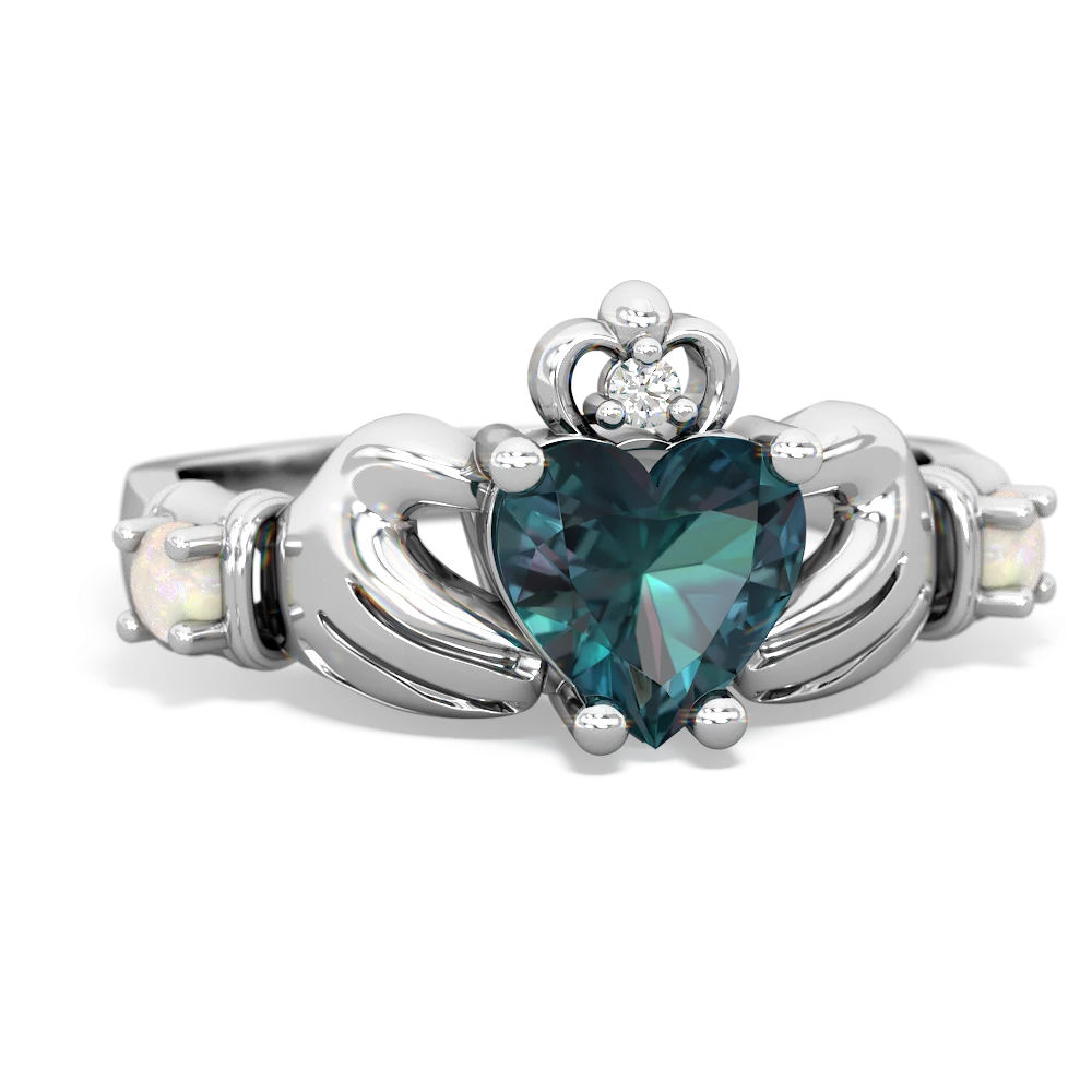 Alexandrite Claddagh Keepsake 14K White Gold ring R5245