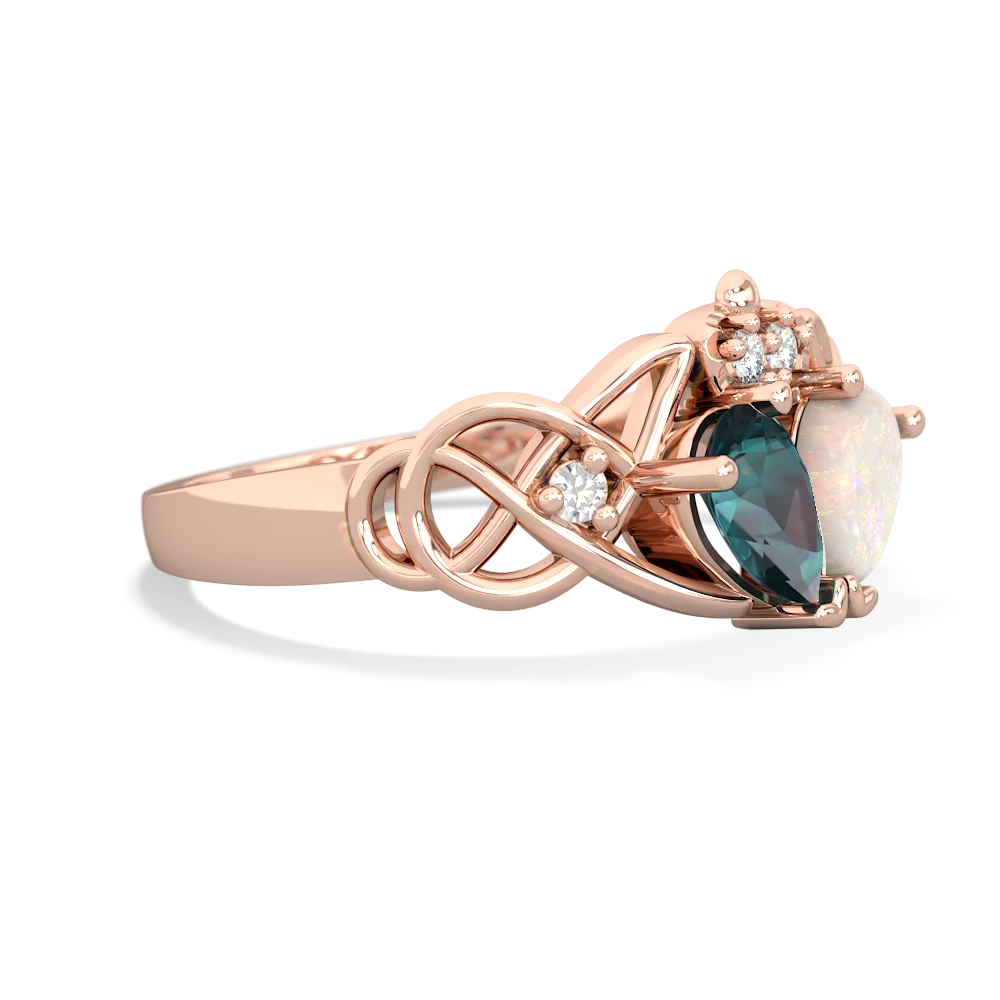 Alexandrite 'One Heart' Celtic Knot Claddagh 14K Rose Gold ring R5322