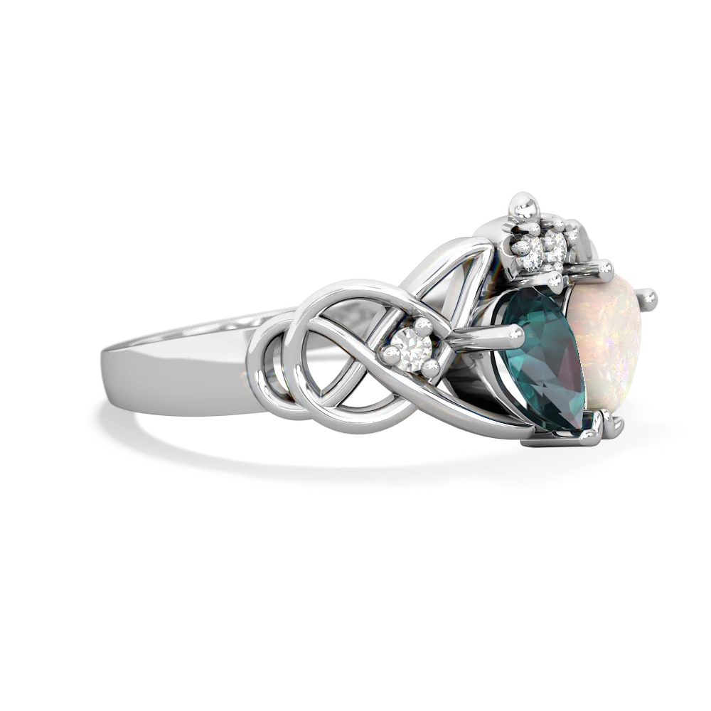 Alexandrite 'One Heart' Celtic Knot Claddagh 14K White Gold ring R5322