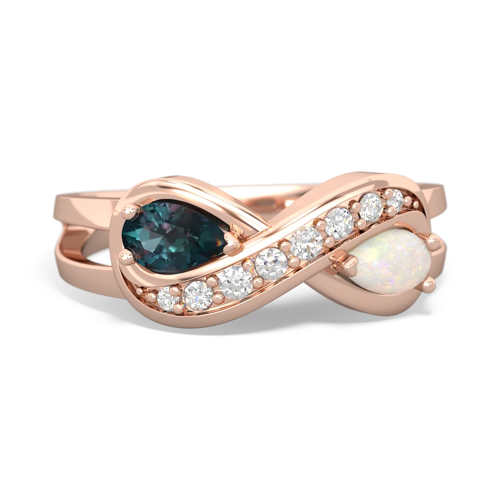 Alexandrite Diamond Infinity 14K Rose Gold ring R5390