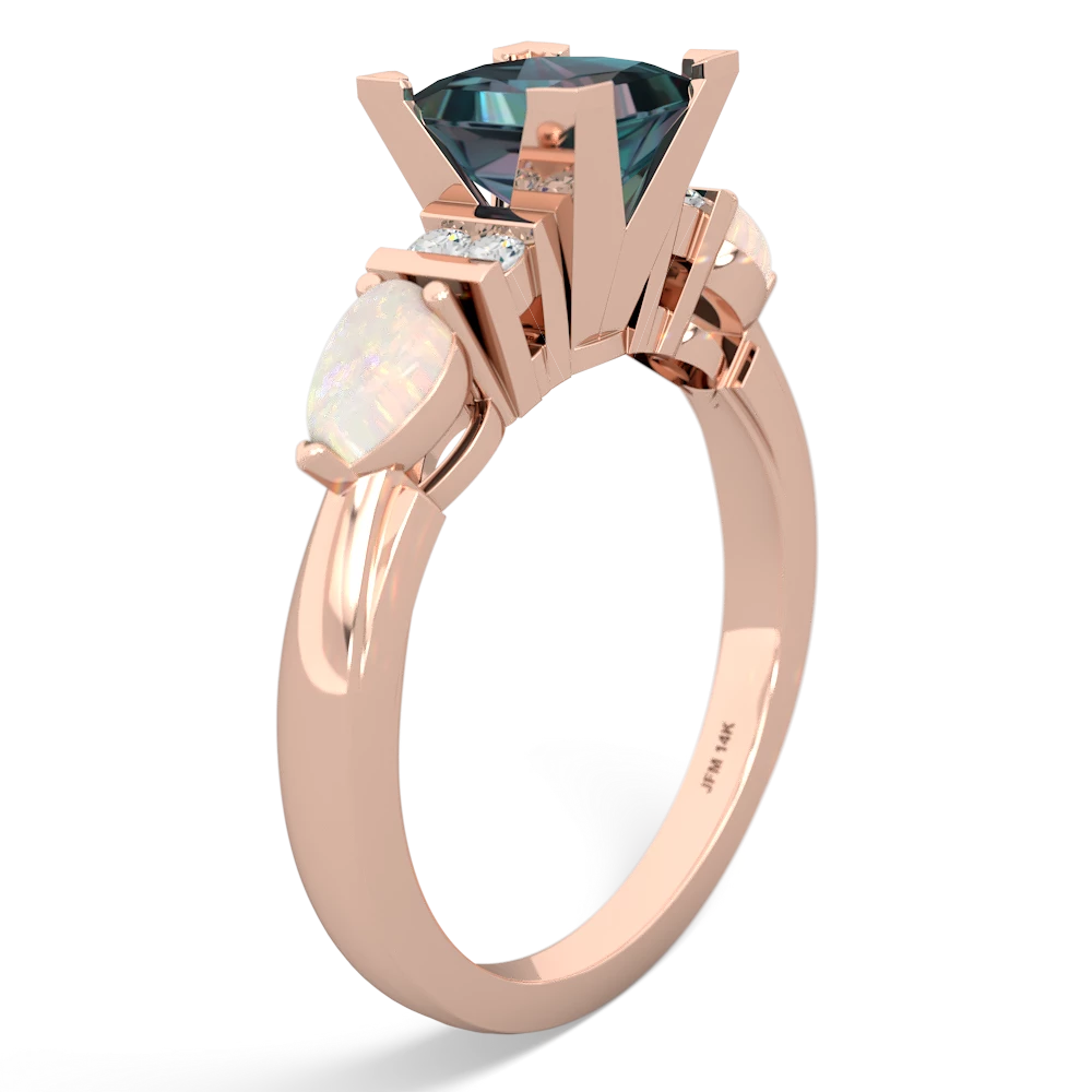 Alexandrite 6Mm Princess Eternal Embrace Engagement 14K Rose Gold ring C2002